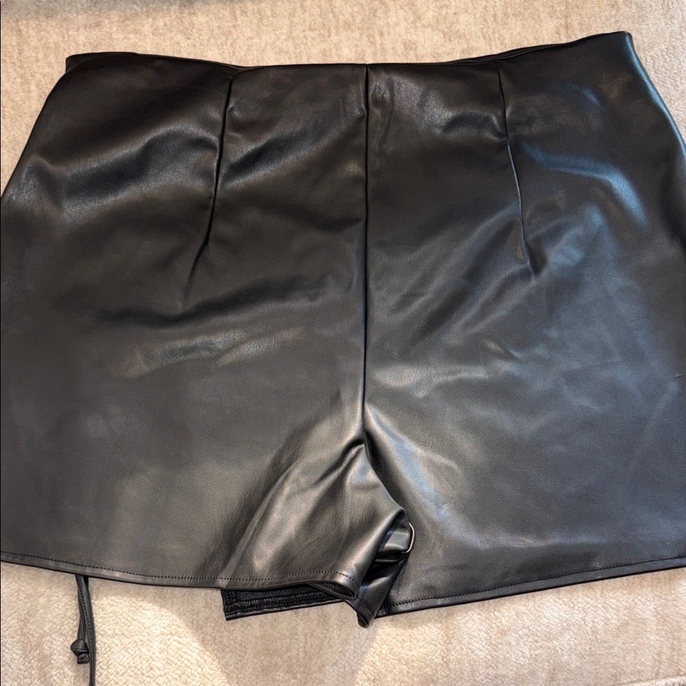 Black Leather Women's Shorts